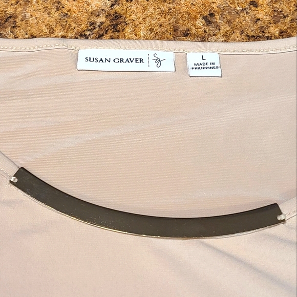 Susan Graver Ladies Beige Longsleeved Blouse Large - Picture 3 of 4